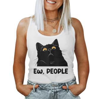 Ew People Black Cat Lover For Fun Cat Saying Women Tank Top - Monsterry