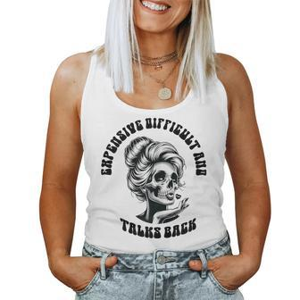 Expensive Difficult And Talks Back Messy Bun Women Tank Top - Seseable
