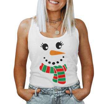 Eyelashes Christmas Outfit Snowman Face Costume Girls Womens Women Tank Top | Mazezy AU