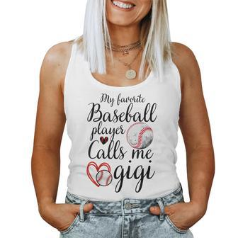 My Favorite Baseball Player Calls Me Gigi Cute Gigi Baseball Women Tank Top - Monsterry