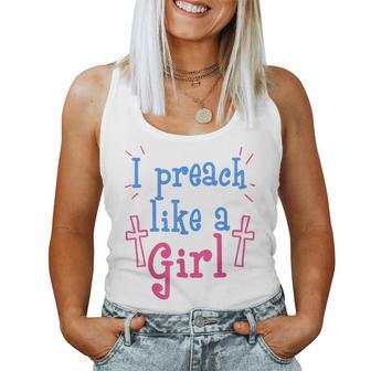 Female Pastor Preach Like A Girl Christmas Women Women Tank Top - Monsterry AU