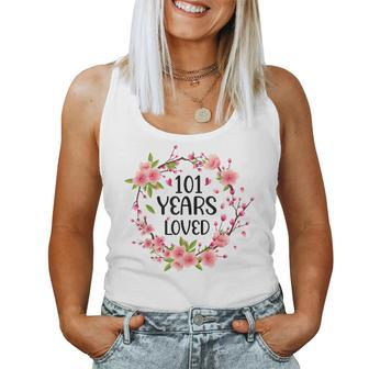 Floral 101 Years Old 101St Birthday 101 Years Loved Women Tank Top - Monsterry CA