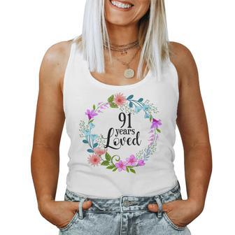 Floral 91 Years Loved 91St Birthday For Grandma Women Women Tank Top - Monsterry AU