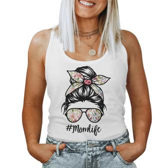 Flower Messy Bun Mom Life Hair Glasses Mother's Day Women Tank Top - Monsterry AU