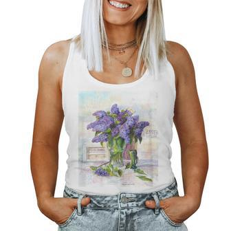 Flowers Lilac Floral Bouquet Essence Of Life Colored Vintage Women Tank Top - Monsterry CA