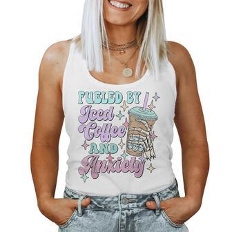 Fueled By Iced Coffee And Anxiety Women Tank Top - Thegiftio UK