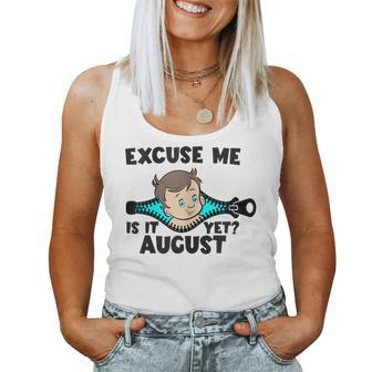 Is It August Yet Baby Boy Pregnancy Announcement Mom Women Tank Top - Seseable
