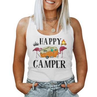 Happy Camper Flamingo Toddler Baby Girl Camping Women Tank Top - Seseable
