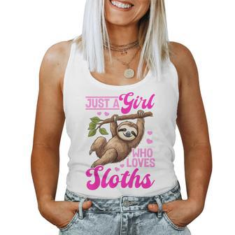 Lazy Sloth Just A Girl Who Loves Sloths Women Tank Top - Seseable