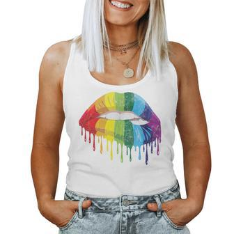 Gay Pride Equality Of Rainbow Drip Lip Biting Of Lgbt Women Tank Top - Monsterry DE