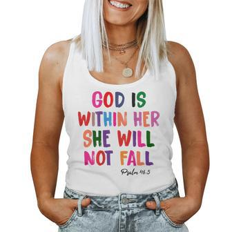 God Is Within Her She Will Not Fall Christian Bible Verse Women Tank Top | Mazezy