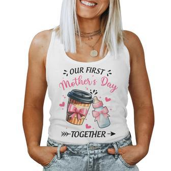 Groovy Our First Mother's Day Coffee Baby Milk Bottle Women Women Tank Top - Monsterry AU