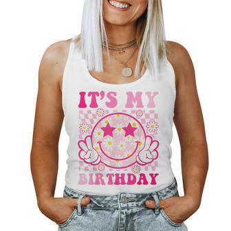 Groovy It's My Birthday Ns Girls Pink Smile Face Women Tank Top - Seseable