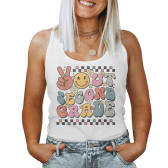 Groovy Last Day Of School 2Nd Grade Peace Out Second Grade Women Tank Top - Monsterry UK
