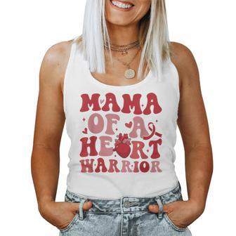 Groovy Mama Of A Heart Warrior Chd Awareness Heart Disease Women Tank Top - Thegiftio UK