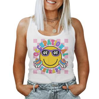 Groovy Occupational Therapy Ot Therapist Ot Month Happy Face Women Tank Top - Monsterry DE