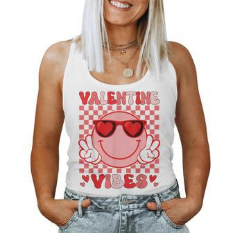 Groovy Valentine Vibes Valentines Day For Girl Womens Women Tank Top | Mazezy