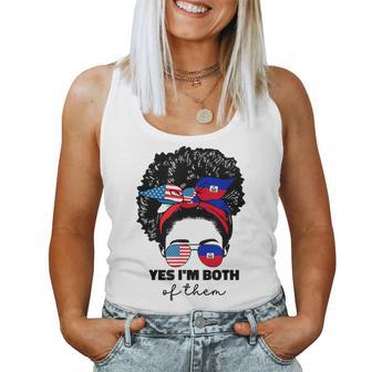 Half Haitian And American America Haiti Usa Flag Girl Afro Women Tank Top - Monsterry UK