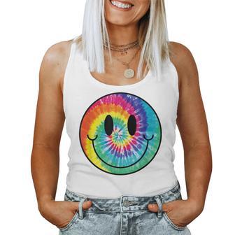 Happy Face Cute Aesthetic Tie Dye Smile Face Men Women Tank Top - Monsterry