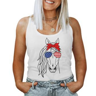 Horse 4Th Of July Bandana For Horseback Riding Horse Lover Women Tank Top - Monsterry AU