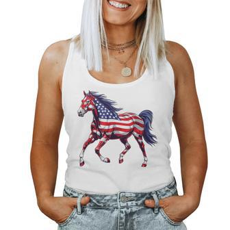 Horse American Flag 4Th Of July Day Horse For Girls Women Tank Top - Seseable