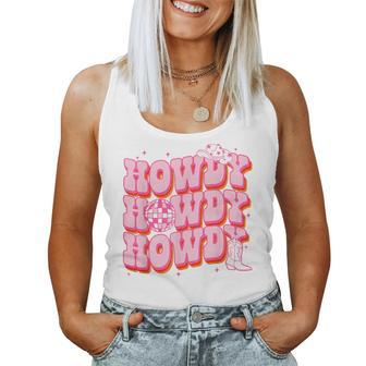 Howdy Southern Western Girl Country Rodeo Pink Cowgirl Disco Women Tank Top | Mazezy