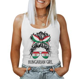 Hungarian Girl Messy Hair Hungary Flag Coat Of Arms Women Tank Top - Monsterry
