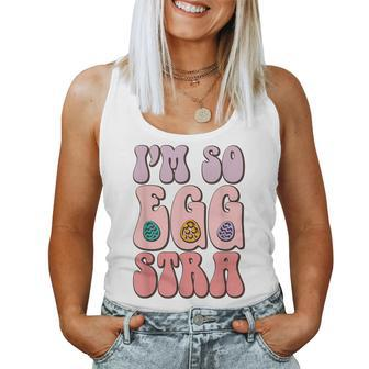 I'm So Egg-Stra Cute Bunny Egg Hunt Retro Groovy Easter Day Women Tank Top - Monsterry CA