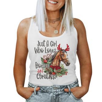 Just A Girl Who Loves Horses And Christmas Pretty Horses Women Tank Top - Monsterry