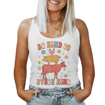 Be Kind To Every Kind Animal Lover Vegan Vegetarian Groovy Women Tank Top - Monsterry DE