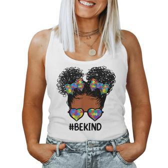 Be Kind Messy Bun Autism Awareness For Black Girls Women Tank Top - Monsterry AU