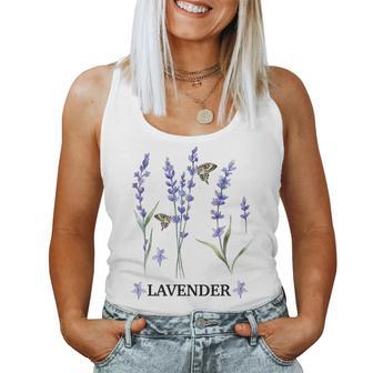 Lavender Plant Butterfly Herb Purple Flower Botanical Women Tank Top - Monsterry