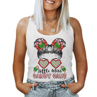 Little Miss Candy Cane Christmas Messy Bun Toddler Girl Kid Women Tank Top - Monsterry AU