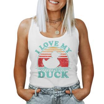 I Love My Duck Vintage 80S Style Women Tank Top - Monsterry CA