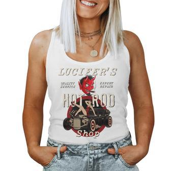 Lucifer's Hot Rod Shop Rockabilly Pin Up Girl Ratty Rat Rod Women Tank Top - Monsterry UK