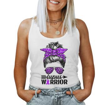 Lupus Warrior Messy Bun Wear Purple Lupus Awareness Women Tank Top - Monsterry AU