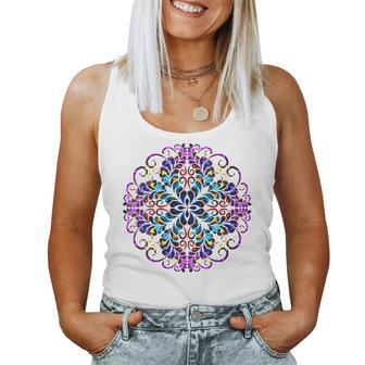 Mandala Stained Glass Graphic With Bright Rainbow Of Colors Women Tank Top - Monsterry UK