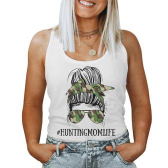 Messy Bun Life Of Hunting Mom Mother's Day Hunter Mom Camo Women Tank Top - Monsterry