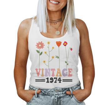 Mother's Day 50Th Old Vintage 1974 Flowers Summer Groovy Women Tank Top - Monsterry