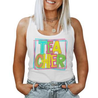 Neon Retro Teacher Cute Teacher Team New Teacher Back To Sch Women Tank Top - Monsterry UK