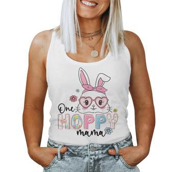 One Hoppy Mama Bunny Groovy Bunny Mom Mommy Happy Easter Day Women Tank Top - Monsterry AU