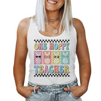 One Hoppy Teacher Cute Happy Easter Day Egg Bunny Ears Women Women Tank Top - Monsterry CA