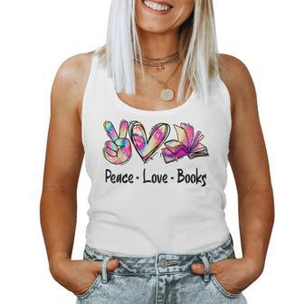 Peace Love Books Librarian Teacher Life Book Library Tie Dye Women Tank Top - Monsterry UK