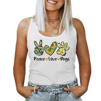 Peace Love Dogs Sunflower Dog Paw Dog Mom Cute Mother's Day Women Tank Top - Monsterry AU