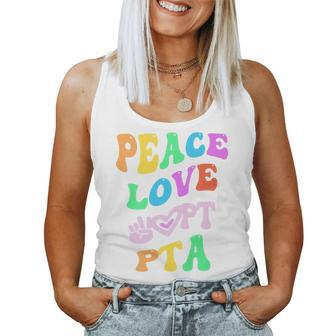 Peace Love Pta Retro Parent Teacher Association Groovy Back Women Tank Top - Monsterry