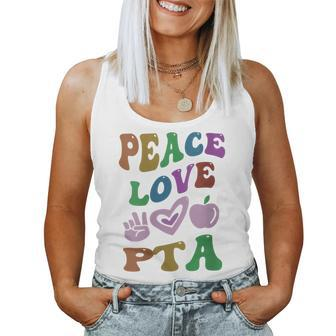 Peace Love Pta Retro Parent Teacher Association Groovy Women Tank Top - Monsterry