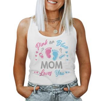 Pink Or Blue Mom Loves You Gender Reveal Women Tank Top - Seseable