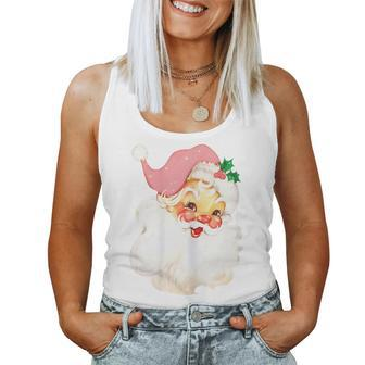 Pink Santa For Girls Christmas Retro Holiday Vintage Women Tank Top - Monsterry
