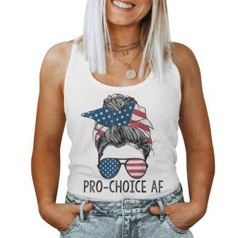 Pro Choice Af Messy Bun Us Flag Reproductive Rights Women Tank Top - Monsterry