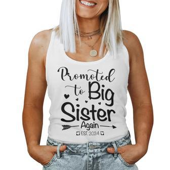 Promoted To Big Sister Again 2024 Baby Announcement Girls Women Tank Top | Seseable CA